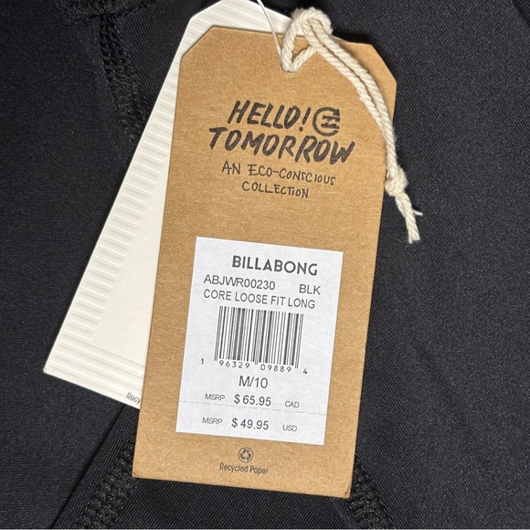 Billabong Long Sleeve UPF 50 Rash Guard for Women, Size Medium/10, Black W/Logo - Picture 5 of 5